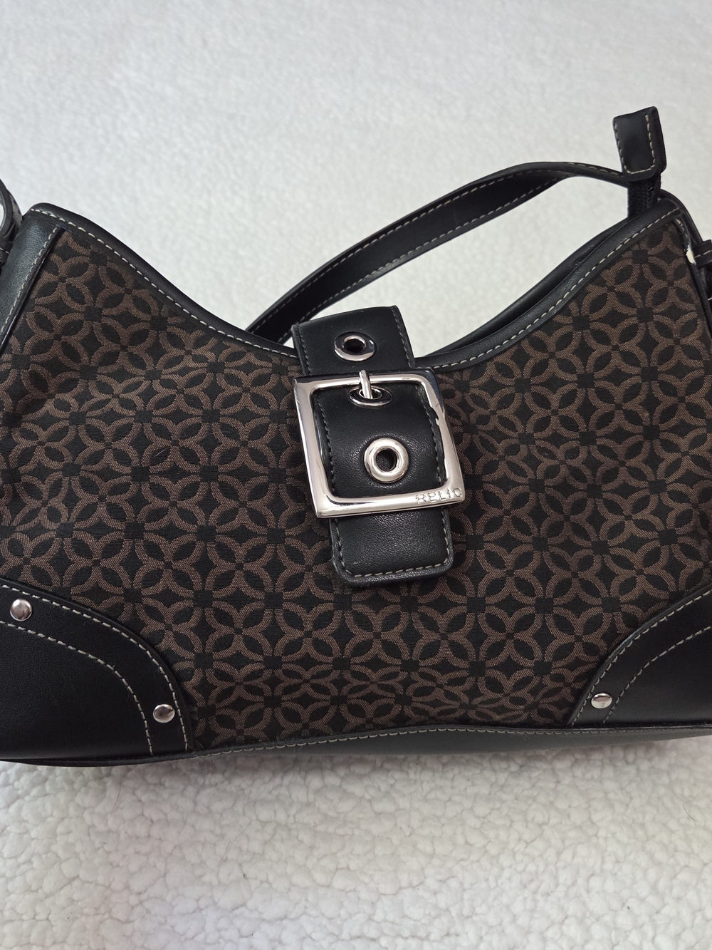 Relic Shoulder Bag Y2K Brown Pattern Silver Buckle Vintage Purse
